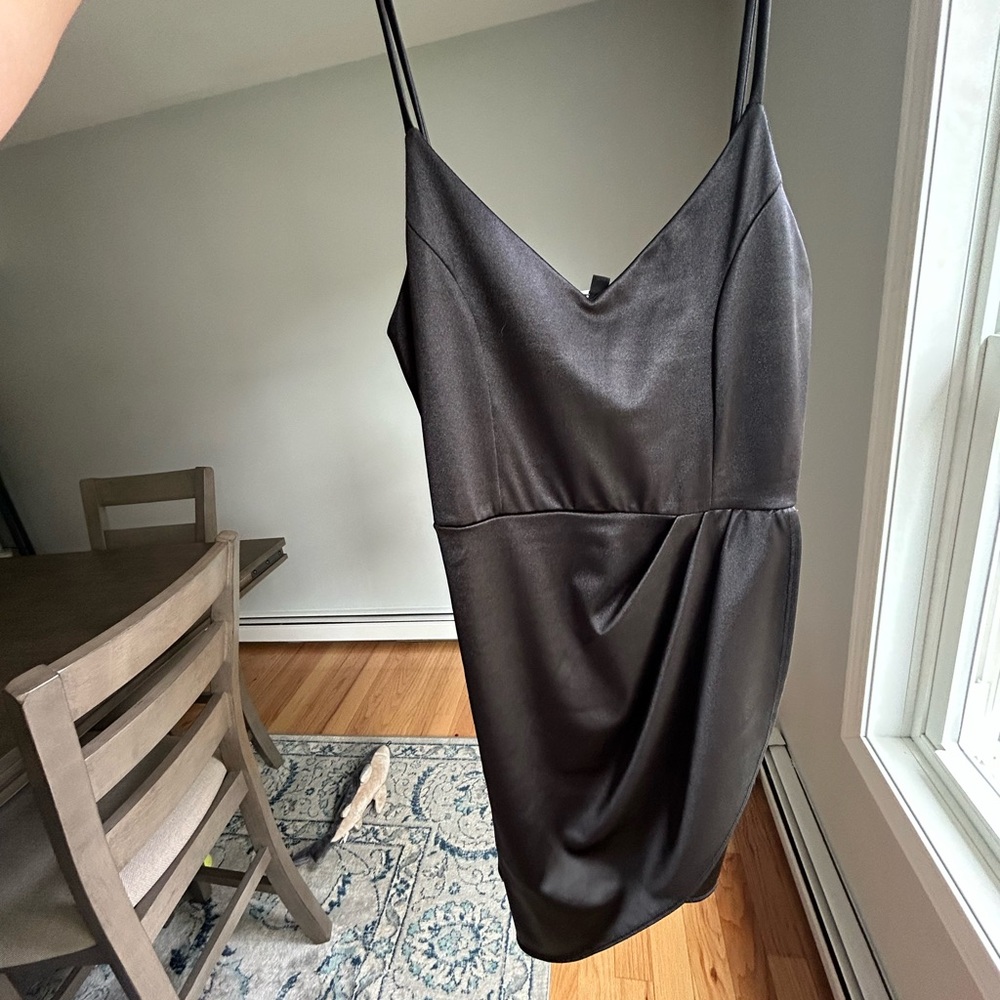 Lulus Black Satin Mini Dress